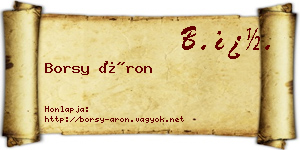 Borsy Áron névjegykártya